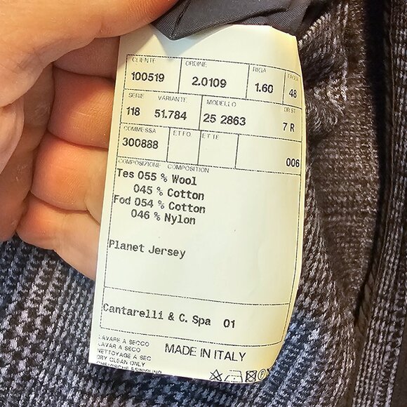 Cantarelli Prince of Wales blazer/sport coat (wool/cotton) - Picture 8 of 8